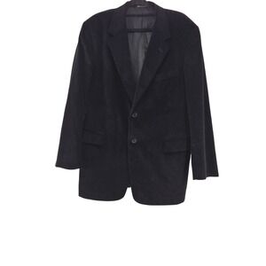 Adolofo Black Corduroy Blazer Jacket Sport Coat Elbow Patches Classic Fit‎ 44R